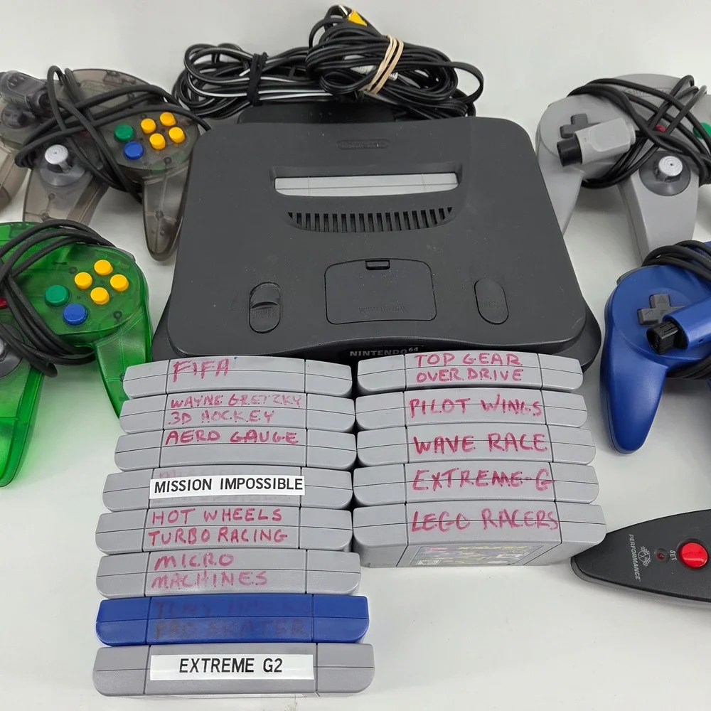Nintendo 64 N64 Console Bundle 5 Controllers 13 Games Memory Cards Retro Tested